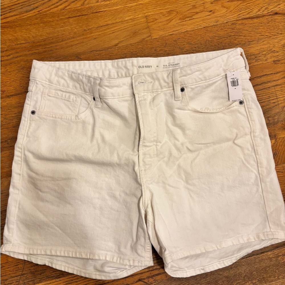 Old Navy White Straight Denim Shorts